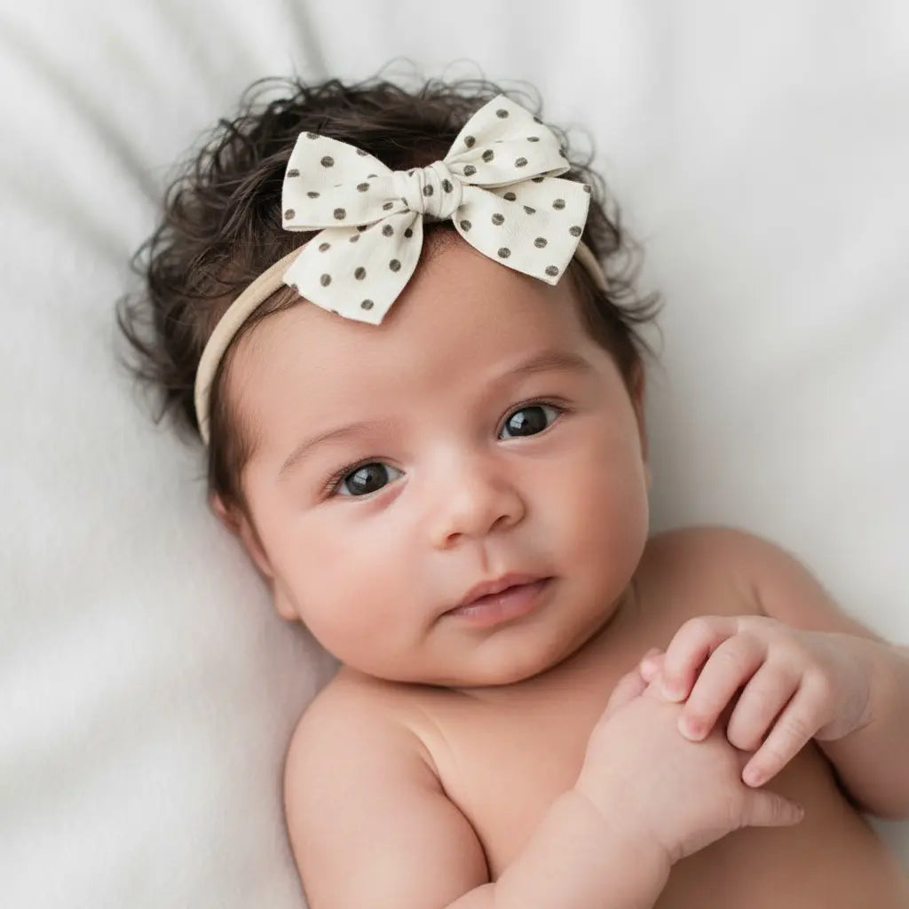Brown polka dot fabric bow on a headband Cute Cute