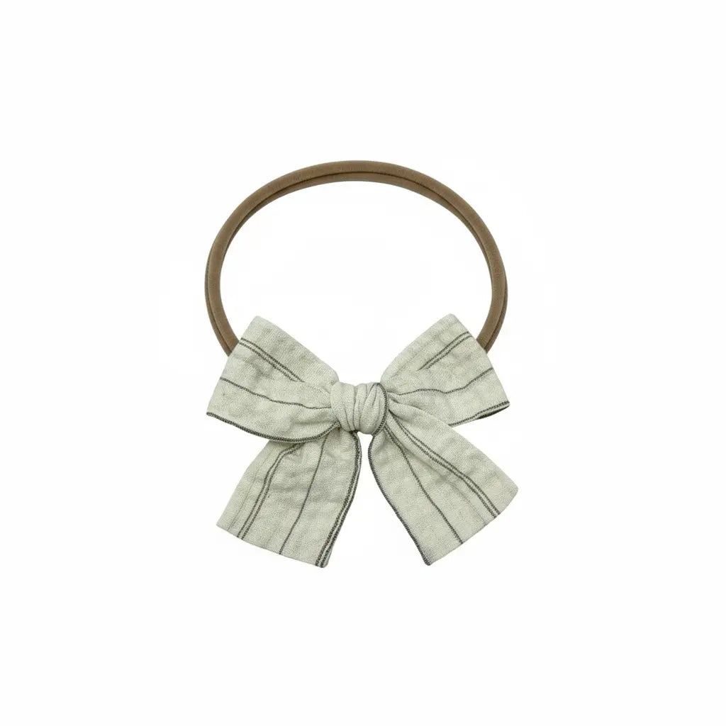 Off white stripy fabric bow on a headband Cute Cute