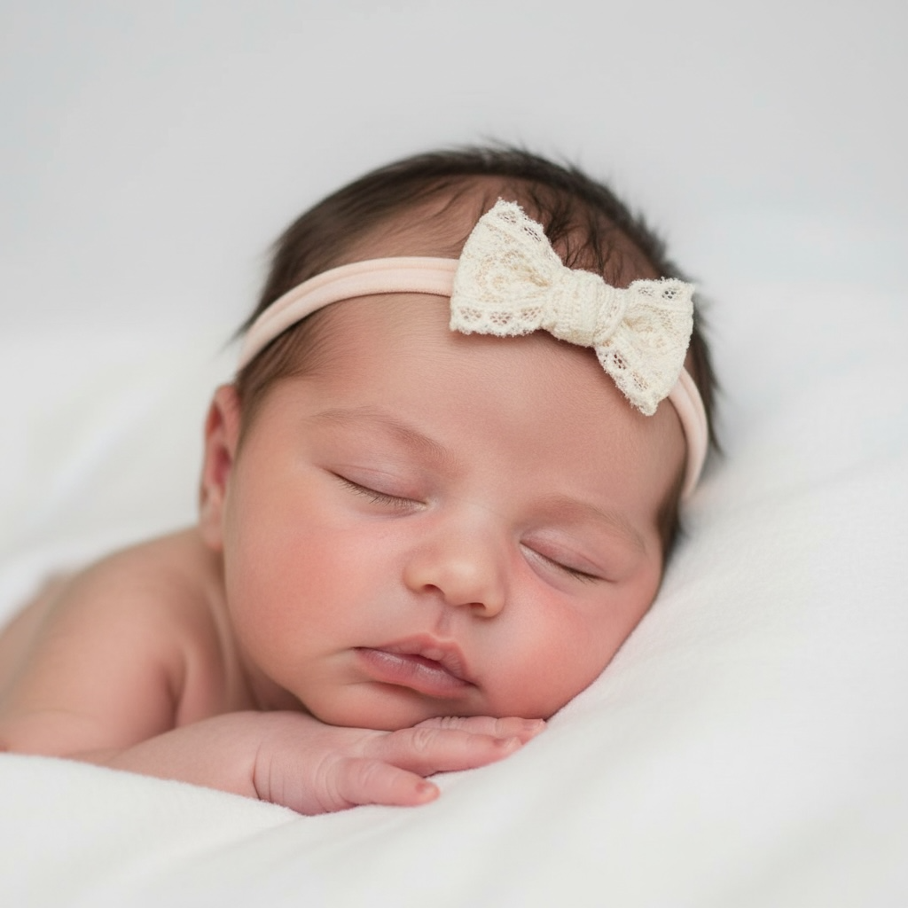 Natural lace bow on a nylon headband