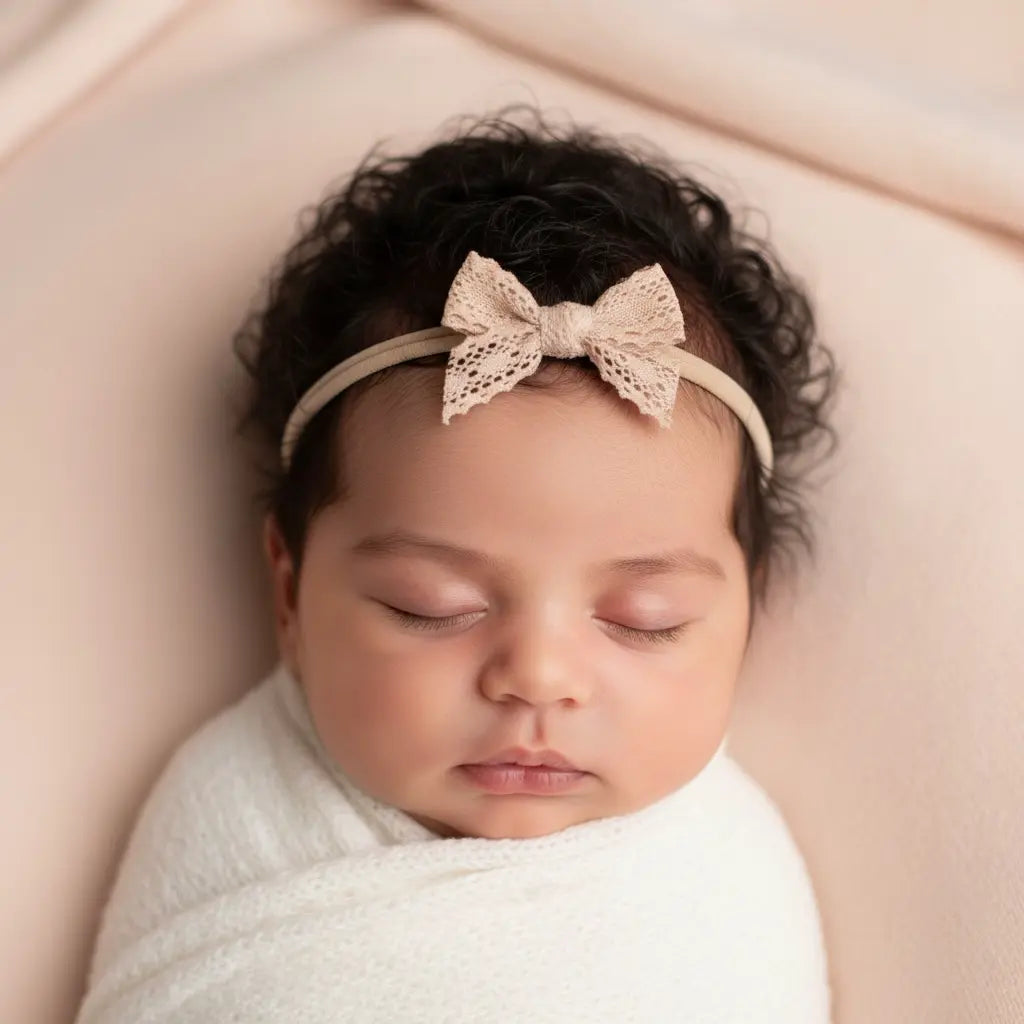 Dusky pink lace bow on a headband Cute Cute