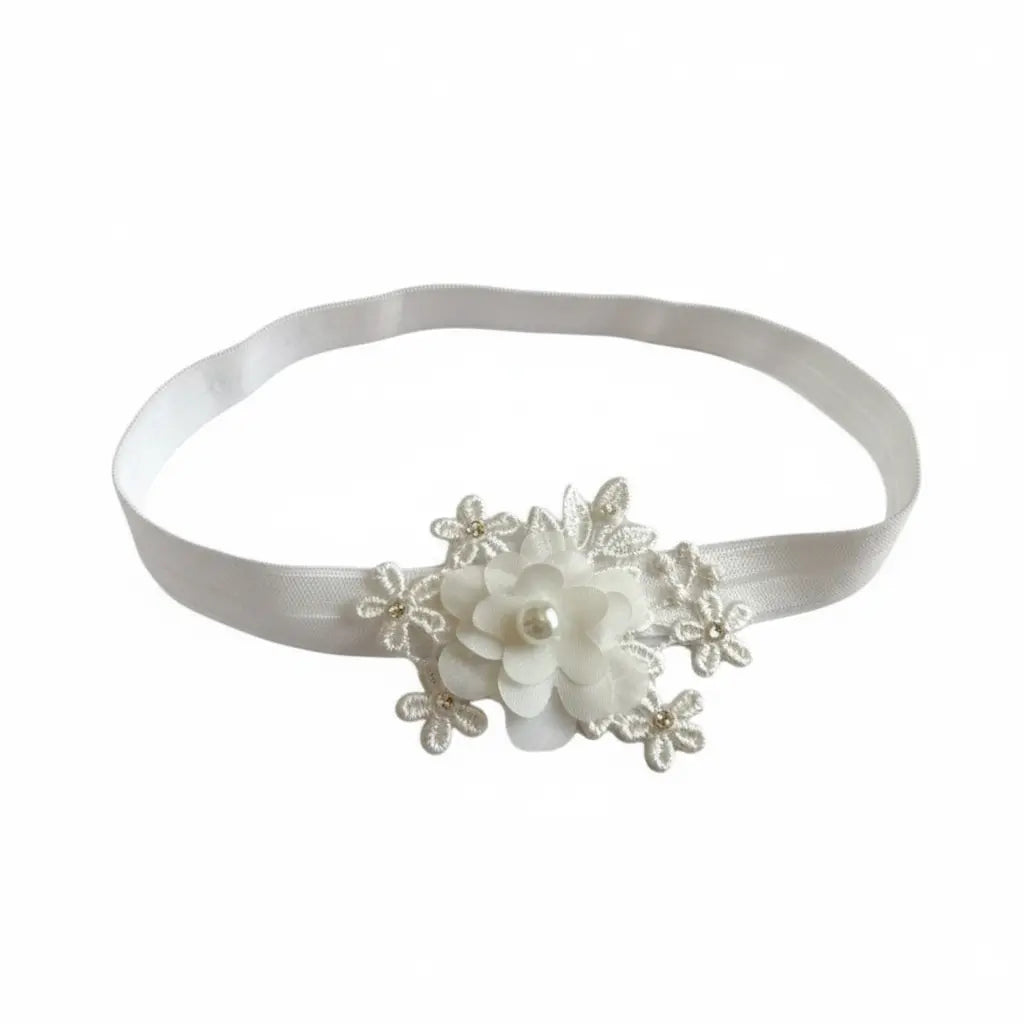Off white lace flower with Swarovski crystals and pearl on a headband Cute Cute