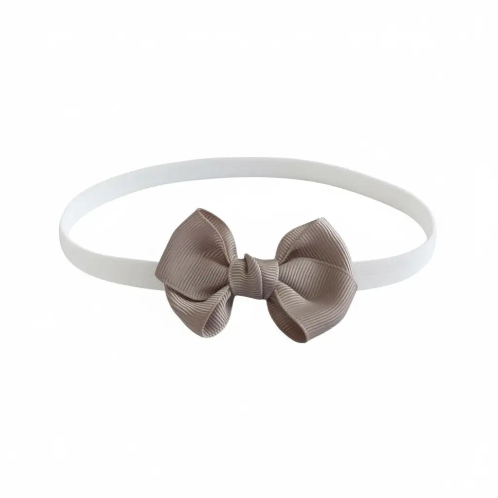 Taupe double bow with knot on soft elastic headband Cute Cute