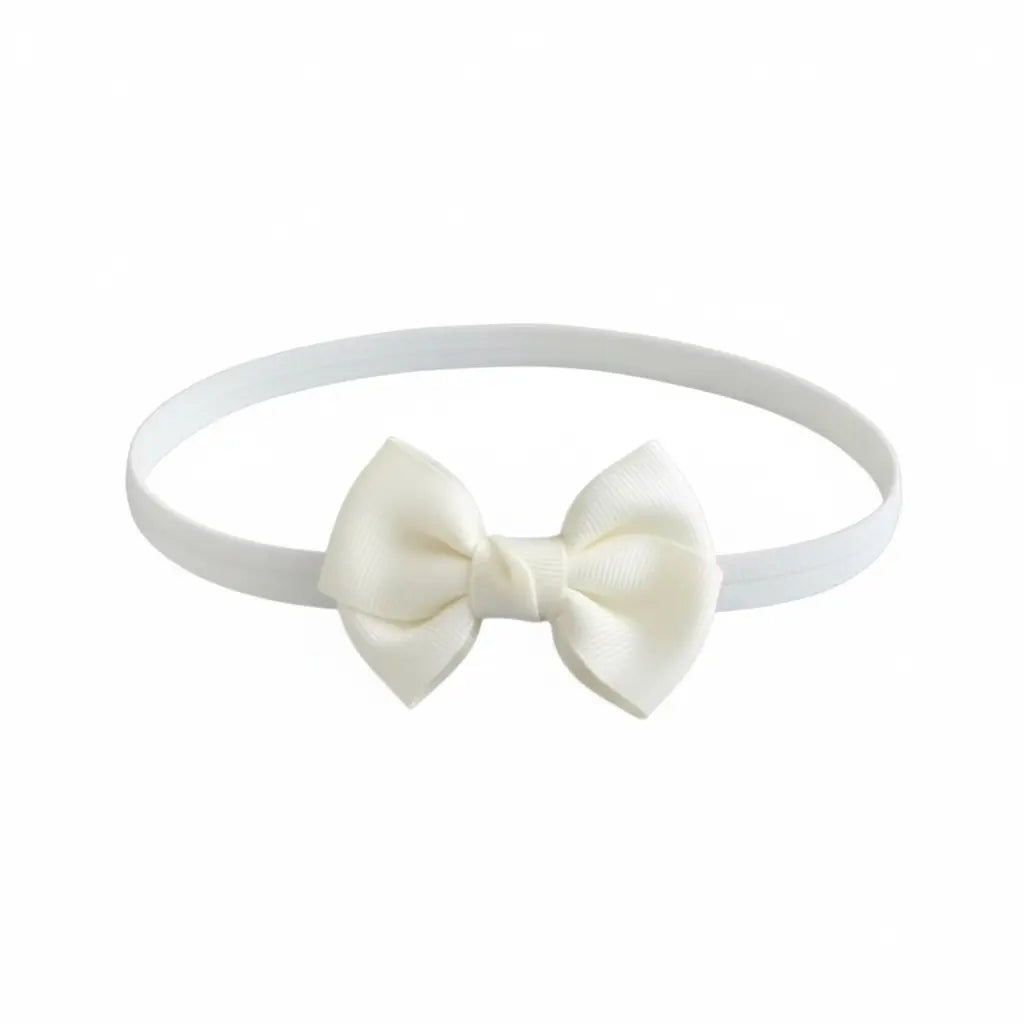 Ivory double bow with knot on soft elastic headband Cute Cute