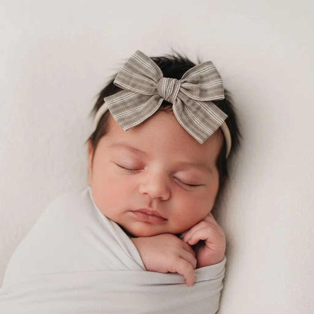 Stripy brown fabric bow on a headband Cute Cute