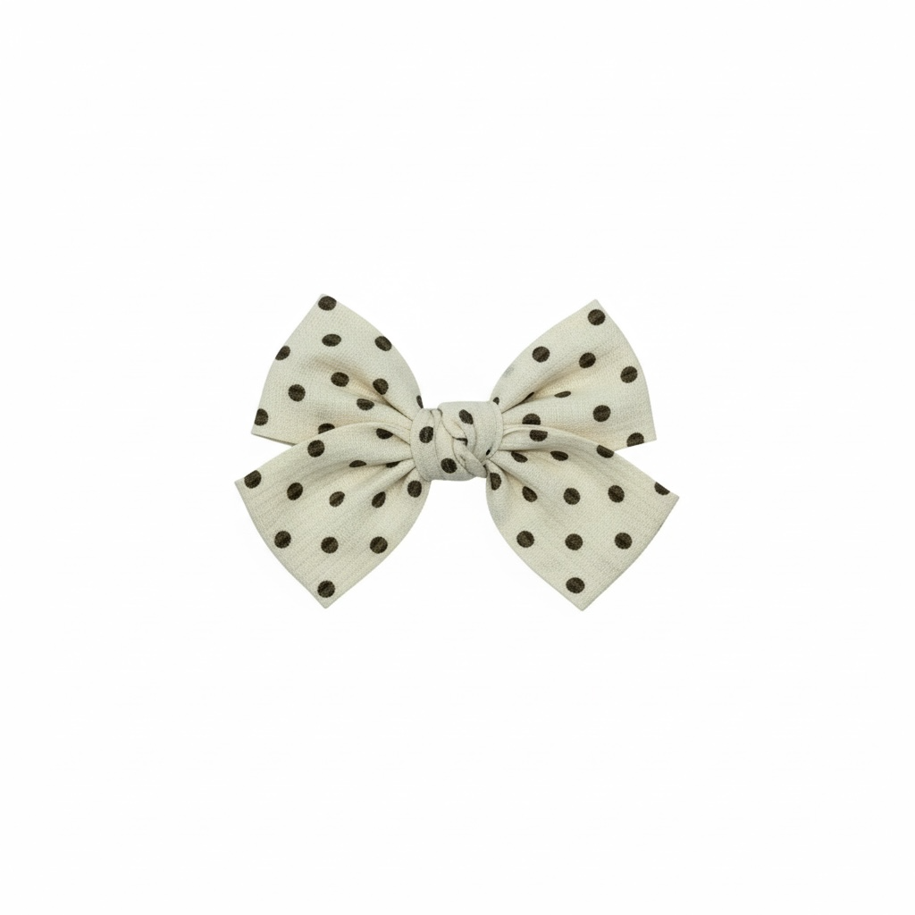 Ivory polka dot bow