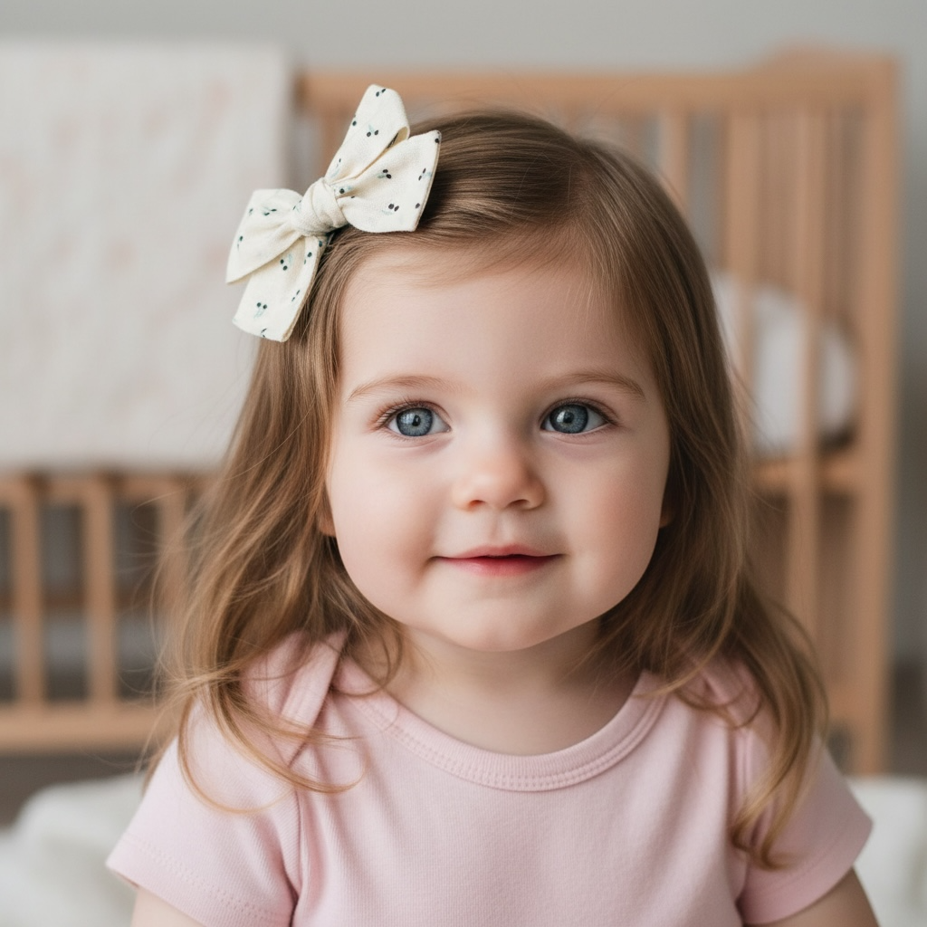 Cherries off white stripy bow