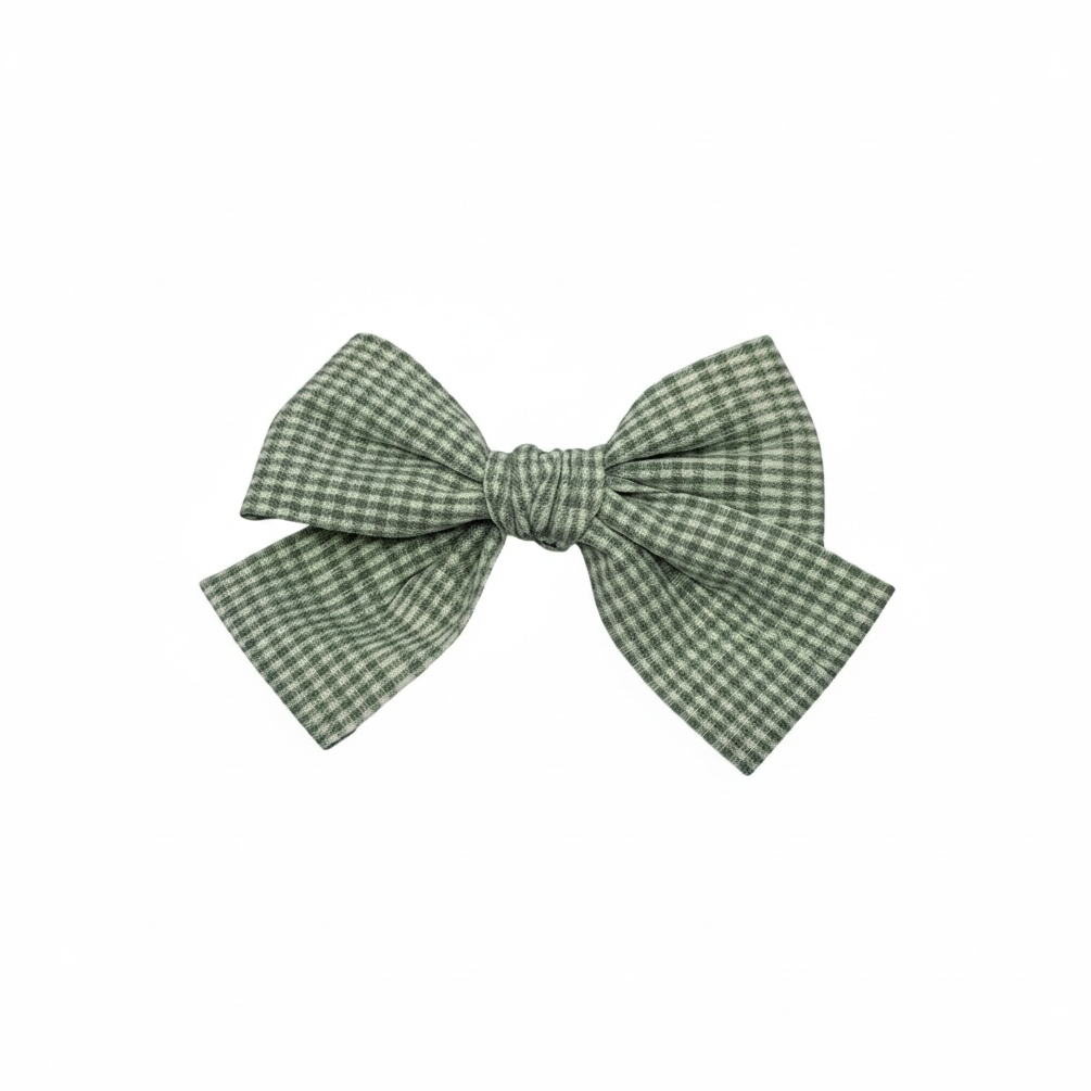 Checked green bow