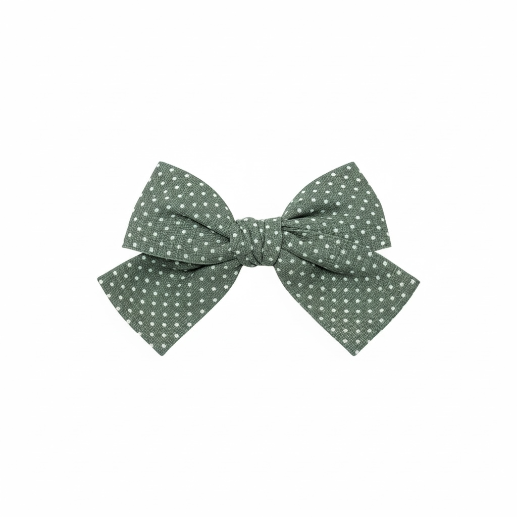 Polka dot green bow