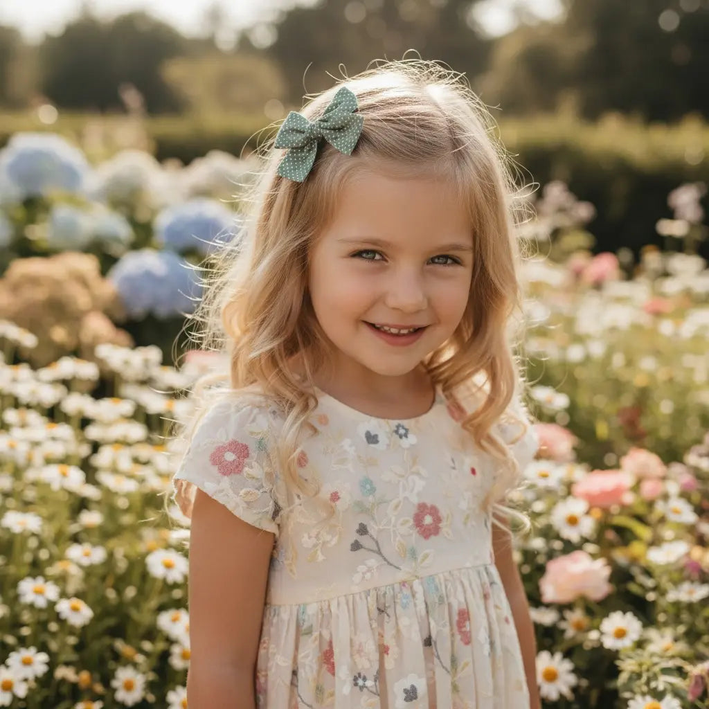 Polka dot green bow Cute Cute
