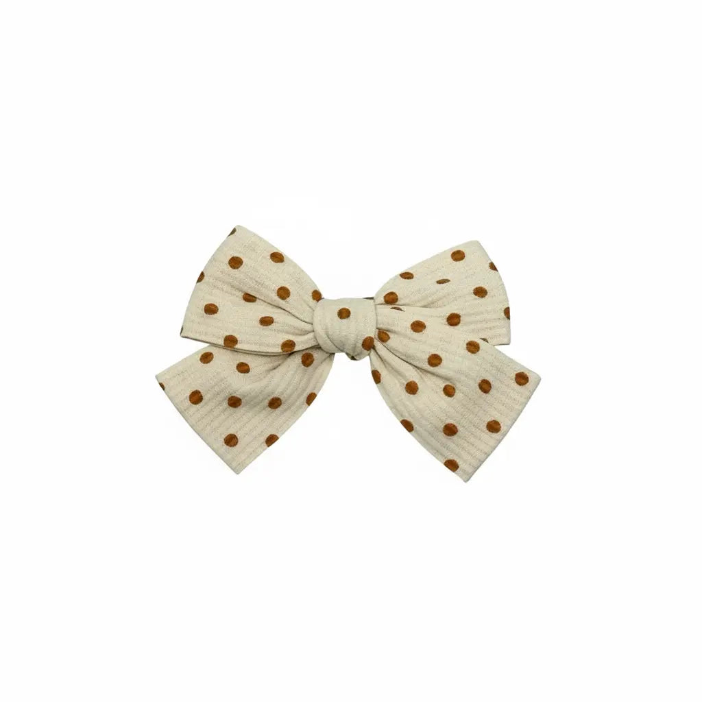 Light brown polka dot fabric bow Cute Cute