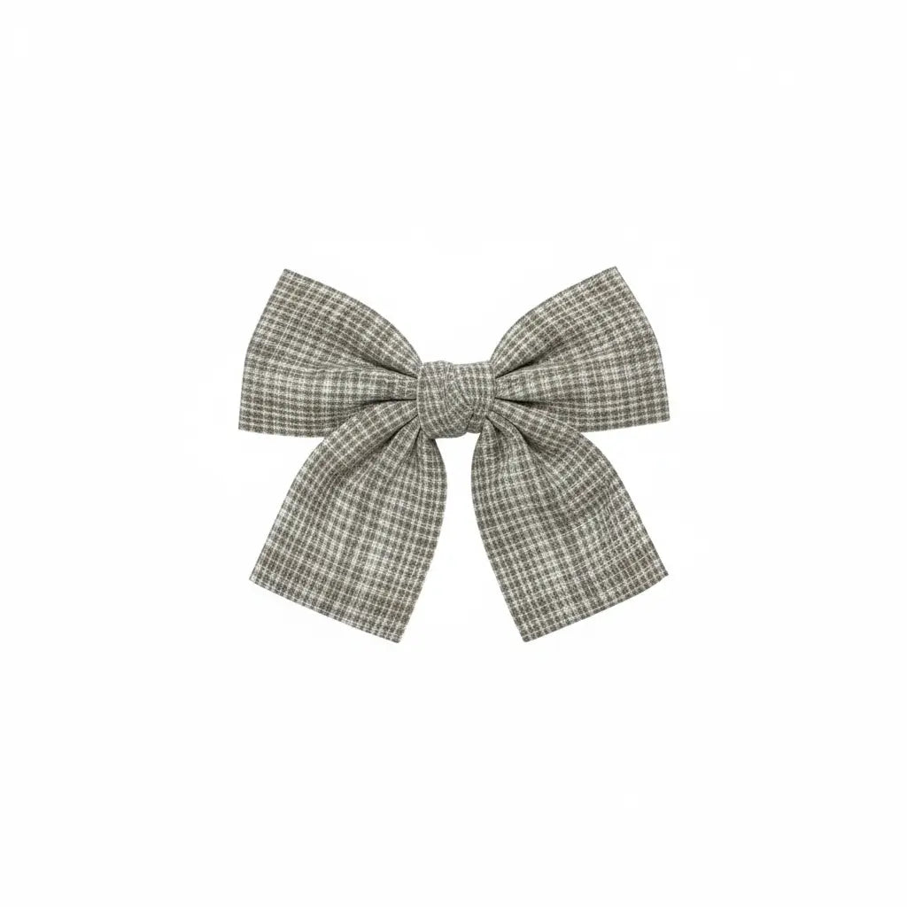 Checked light brown fabric bow Cute Cute