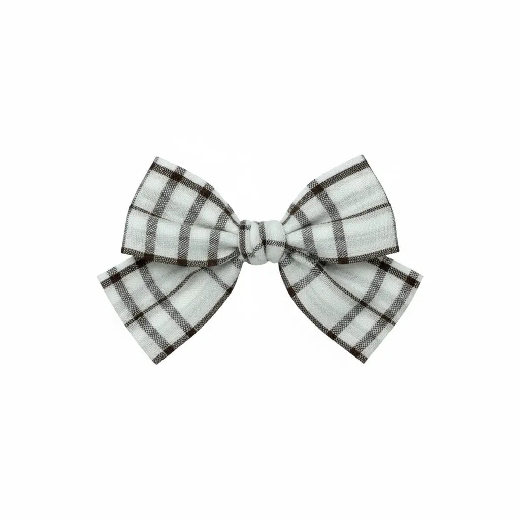 Dark brown checked fabric bow Cute Cute