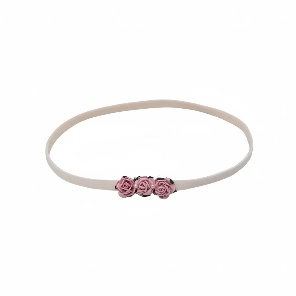 Plush elastic headband with three mulberry roses in pink Cute Cute