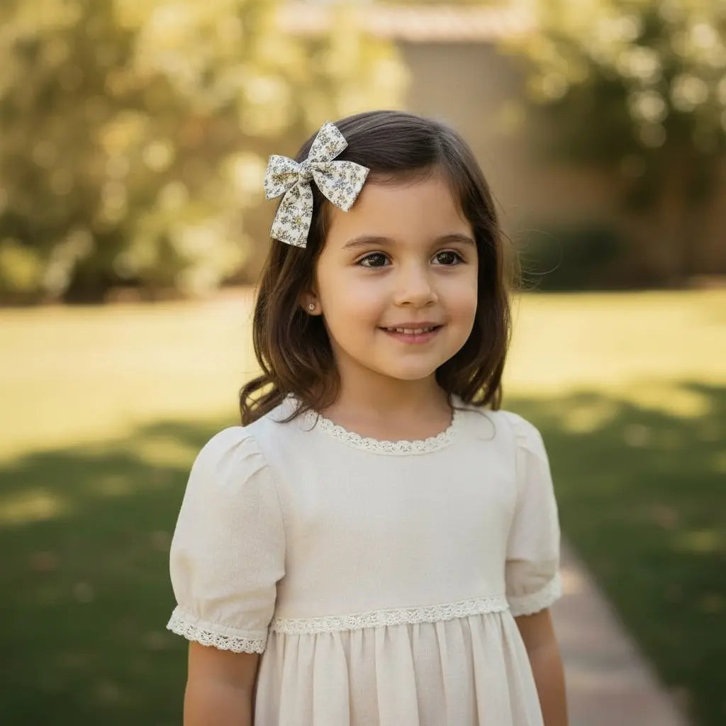Mustard and green checked fabric bow Cute Cute
