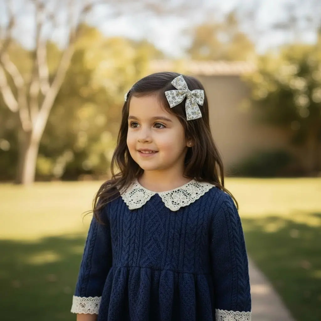 Mustard and green checked fabric bow Cute Cute