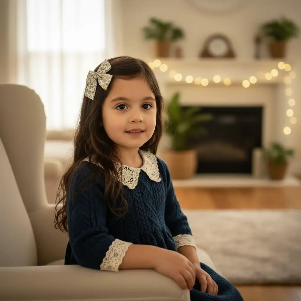 Mustard and green checked fabric bow Cute Cute