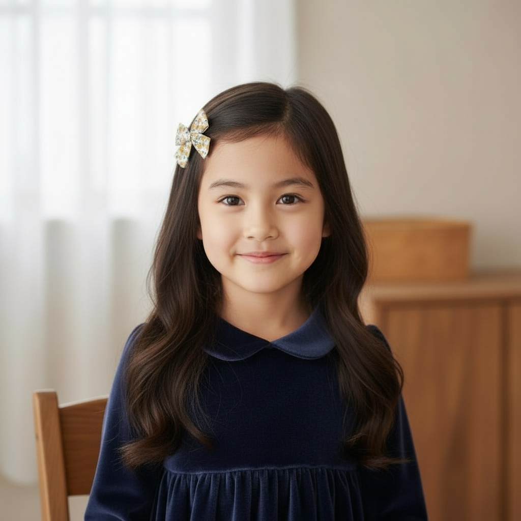 Mustard flowers fabric bow