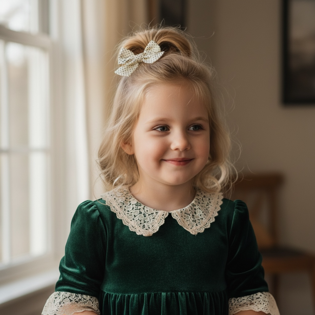 Delicate polka dot fabric bow