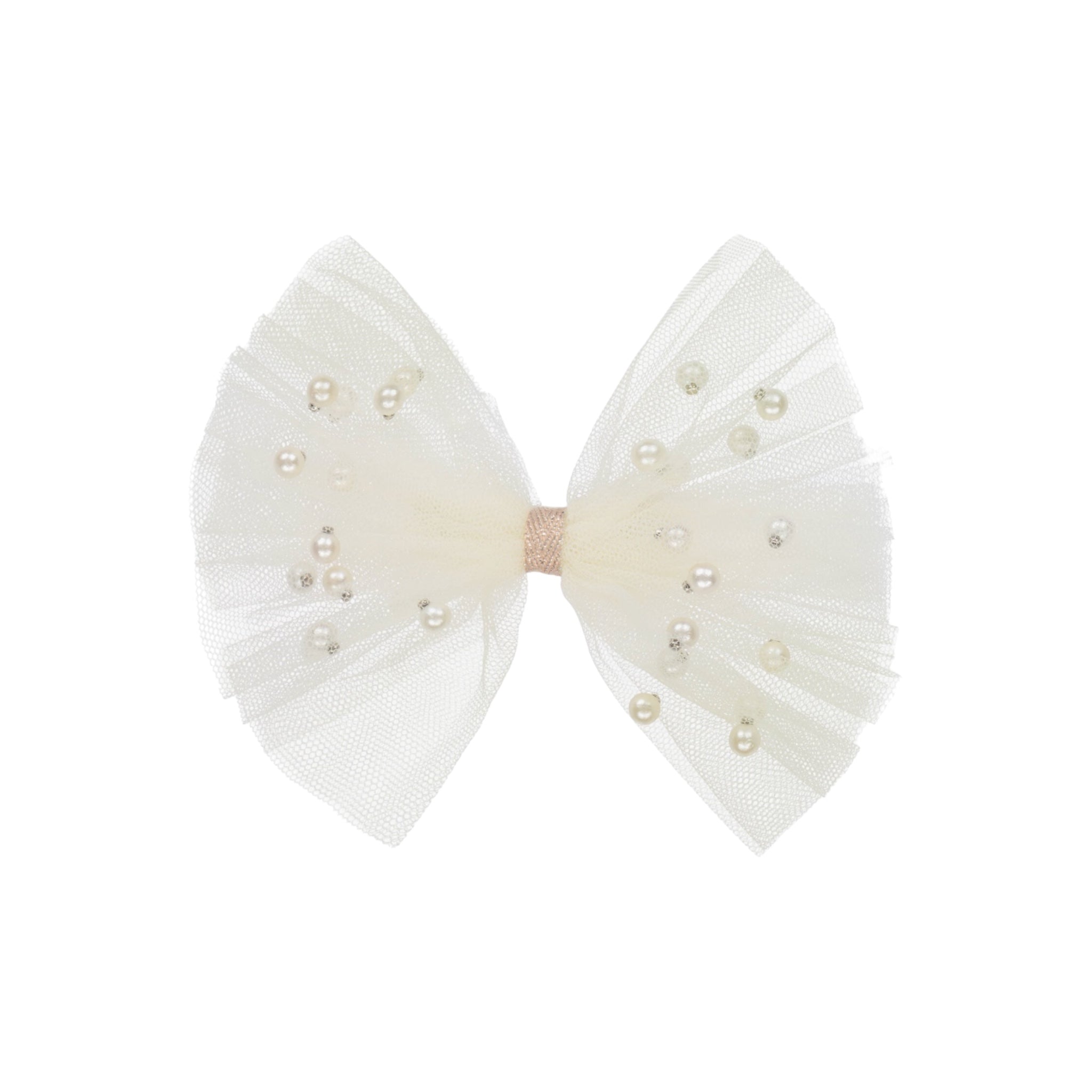 Chiffon bow with pearls on a clip