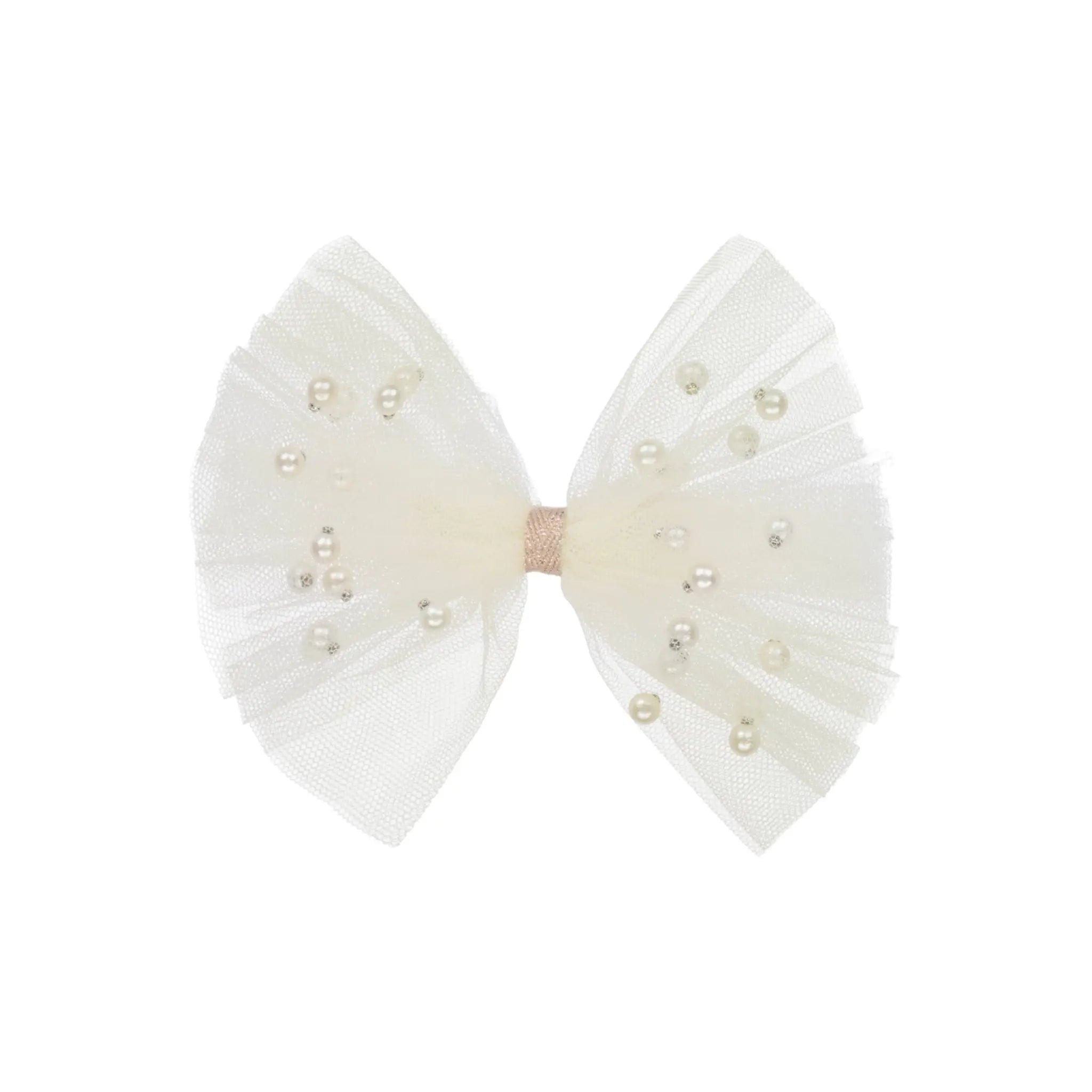 Chiffon bow with pearls on a clip Cute Cute