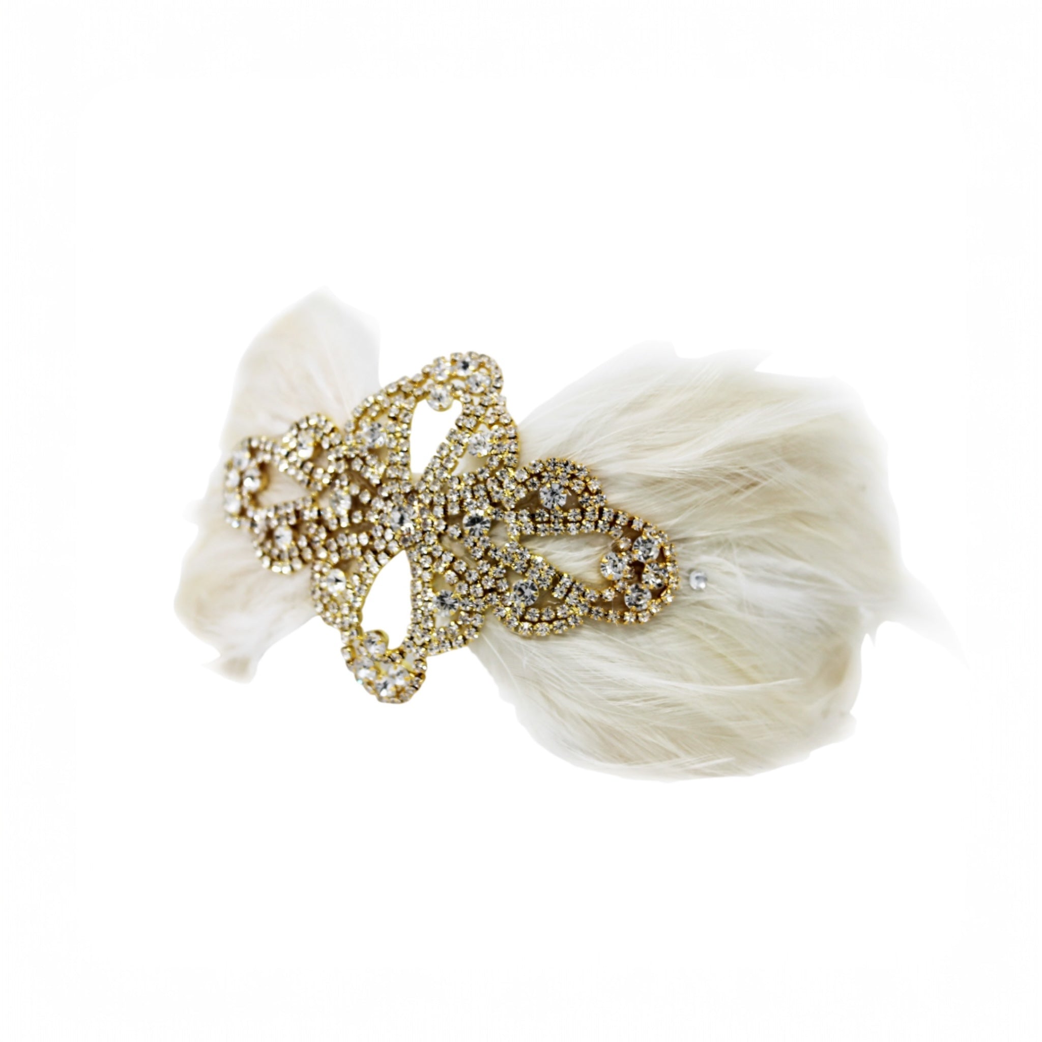 Ivory feathers and crystal diamante patch with Swarovski crystals