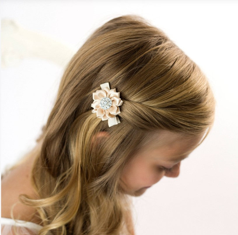 Pair of satin rosettes with rhinestones