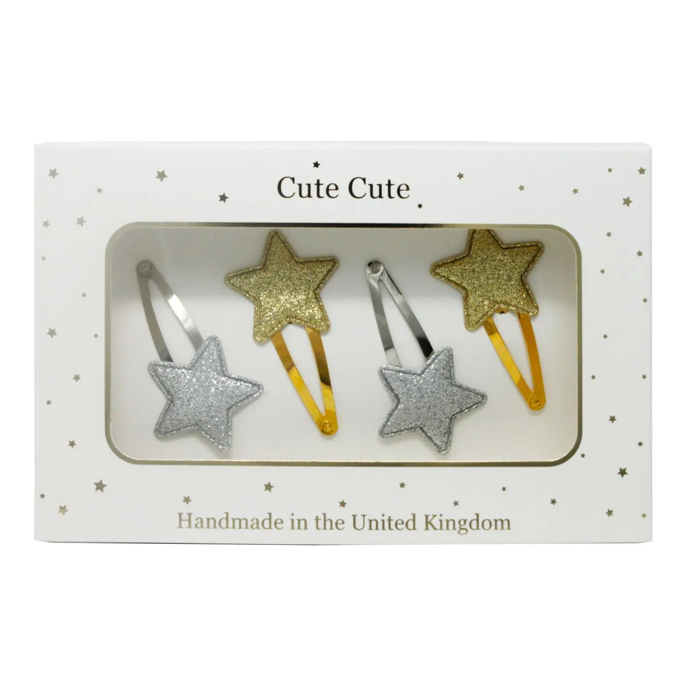 Gold and silver snap star set in a gold gift box Cute Cute