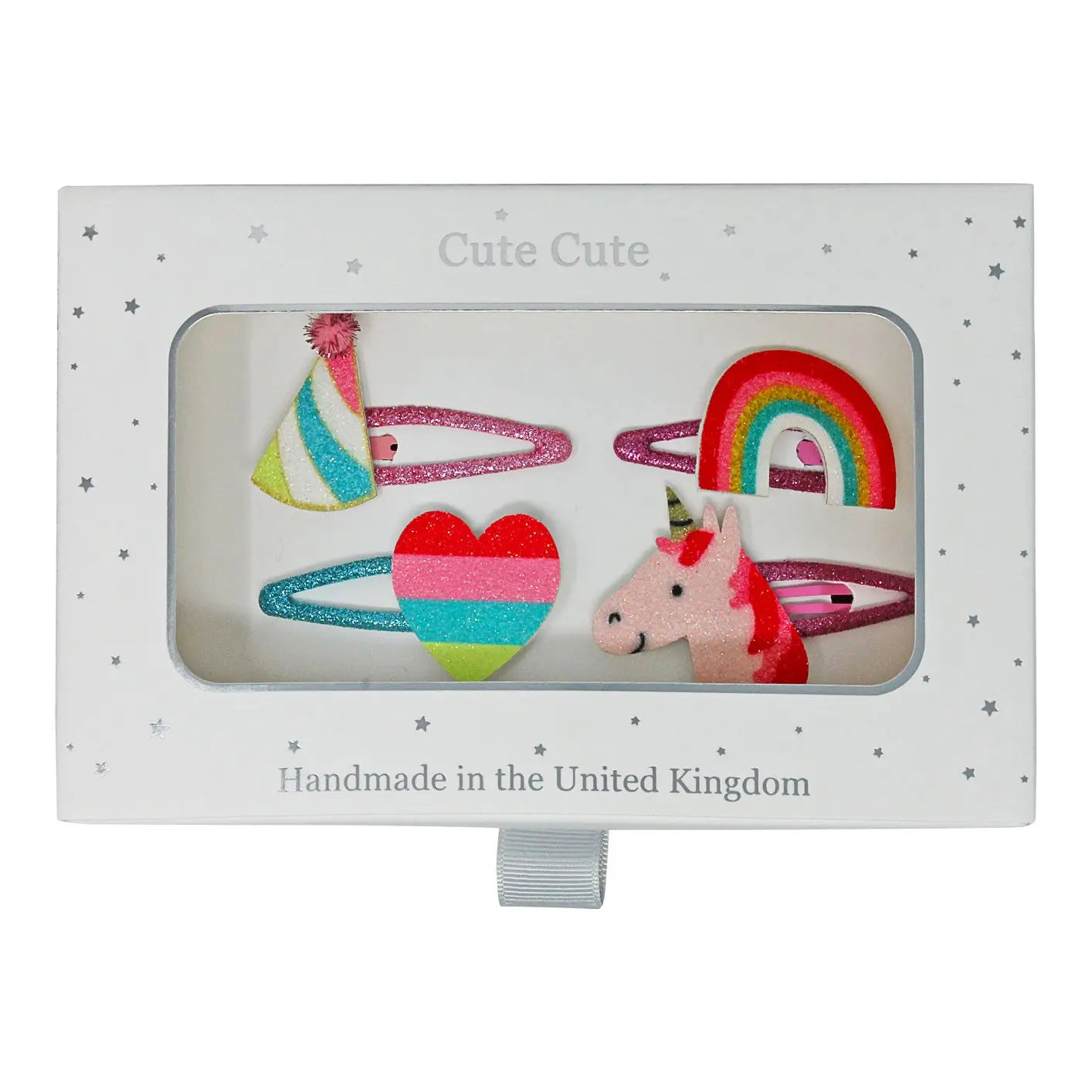 Colourful set of snap clips in a silver gift box Cute Cute