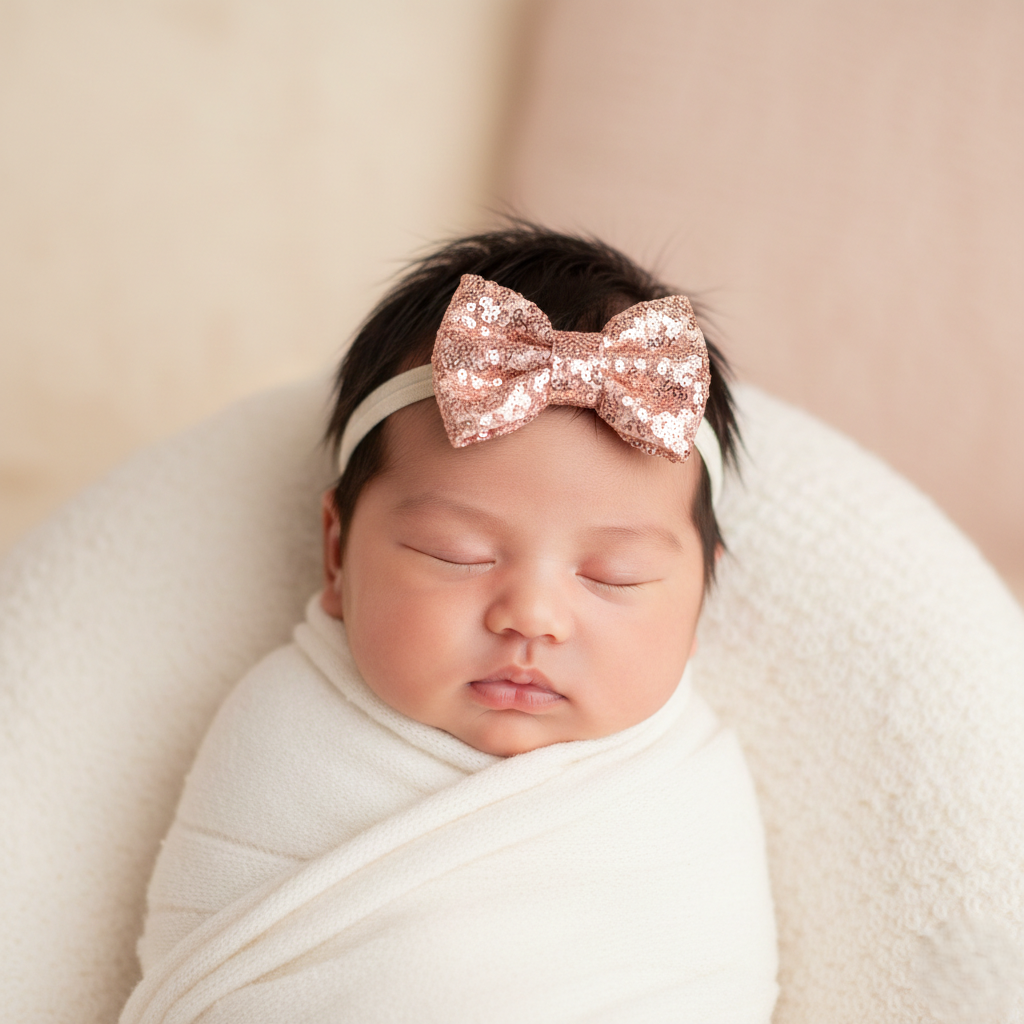 Sequin bow on a headband