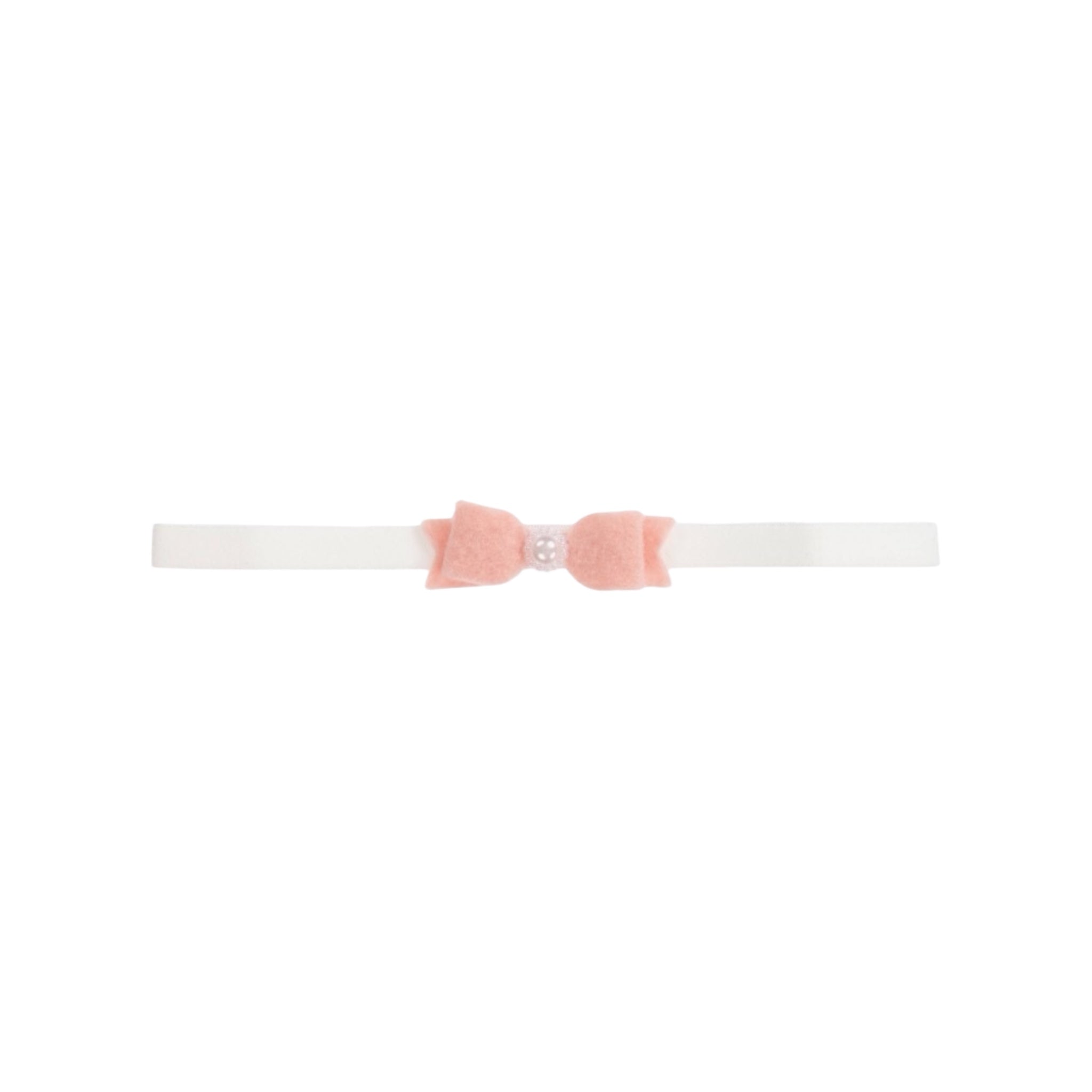 Pink felt bow with pearl button
