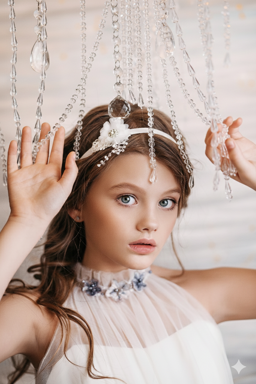 Off white lace flower with rhinestone and Swarovski diamante