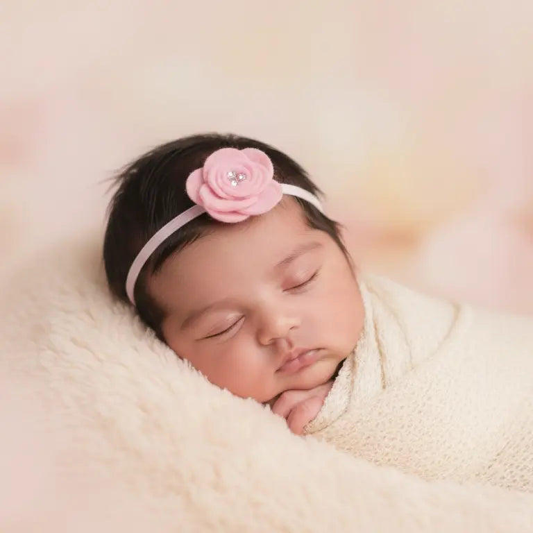 Felt pink flower with pearls Cute Cute