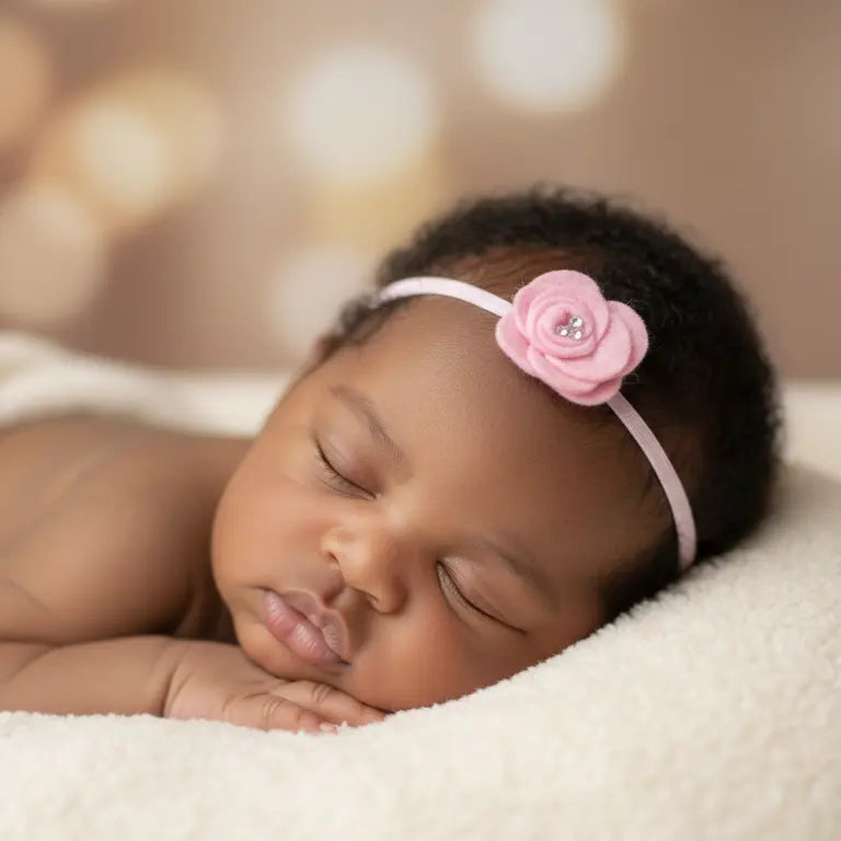 Felt pink flower with pearls Cute Cute