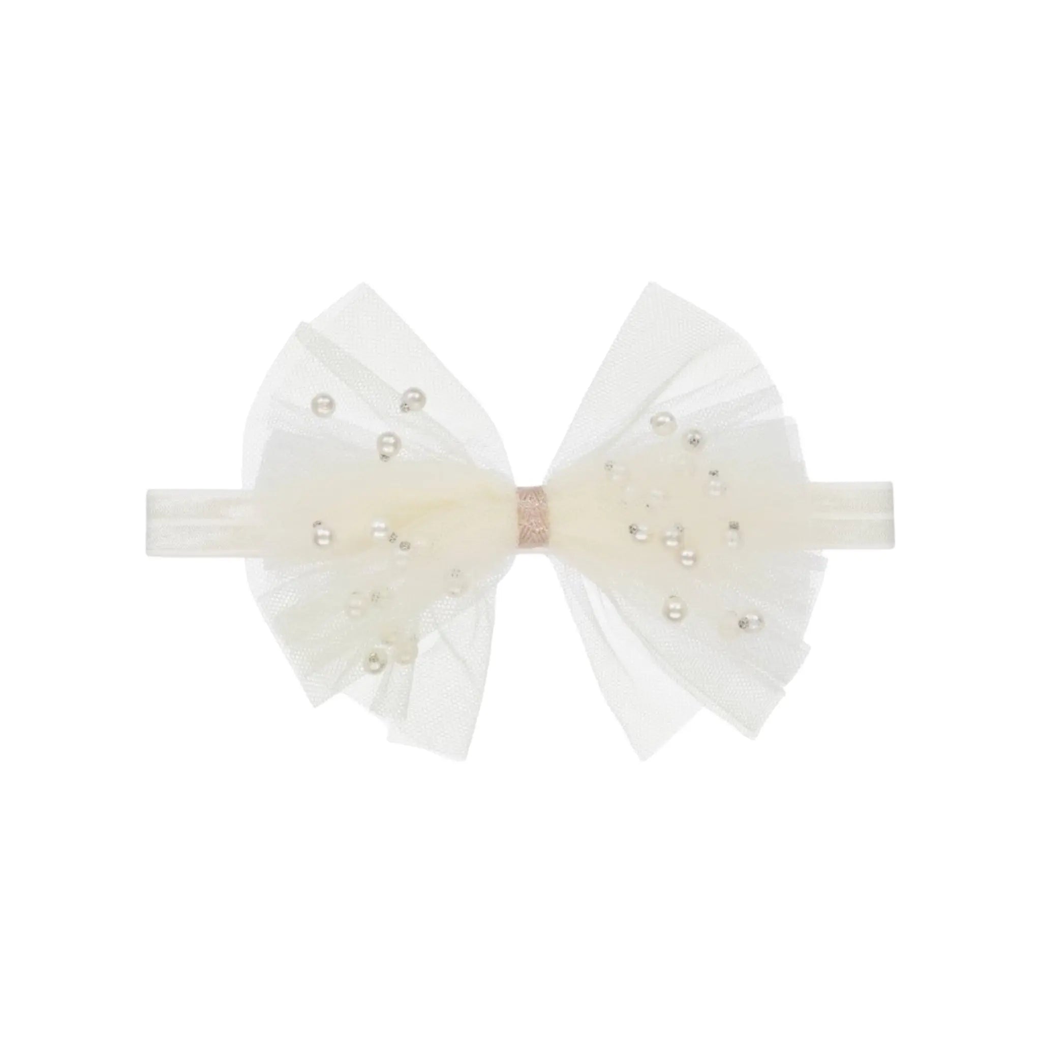 Chiffon bow with pearls on a soft headband Cute Cute