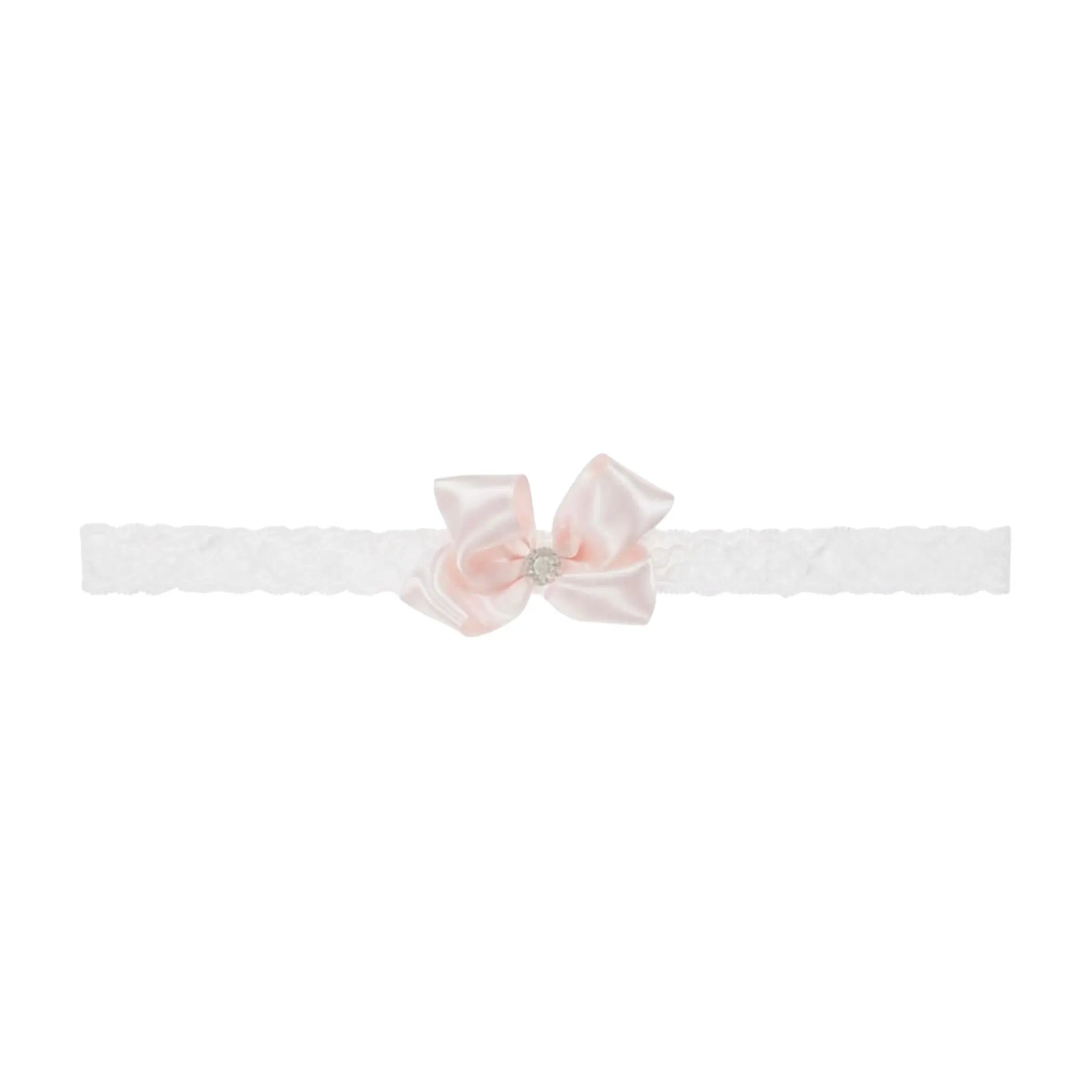 Small satin bow with rhinestone on soft lace Cute Cute