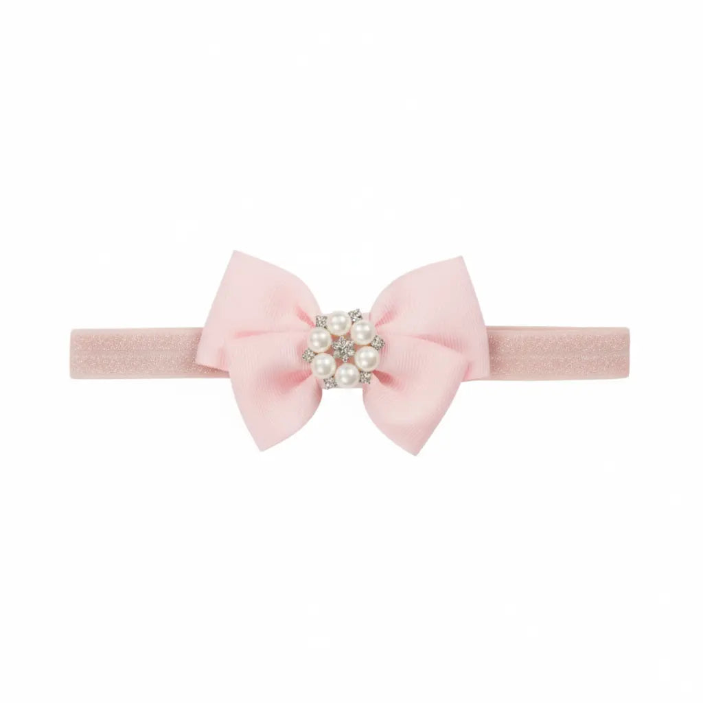 Grosgrain bow with pearl rhinestone on a headband Cute Cute