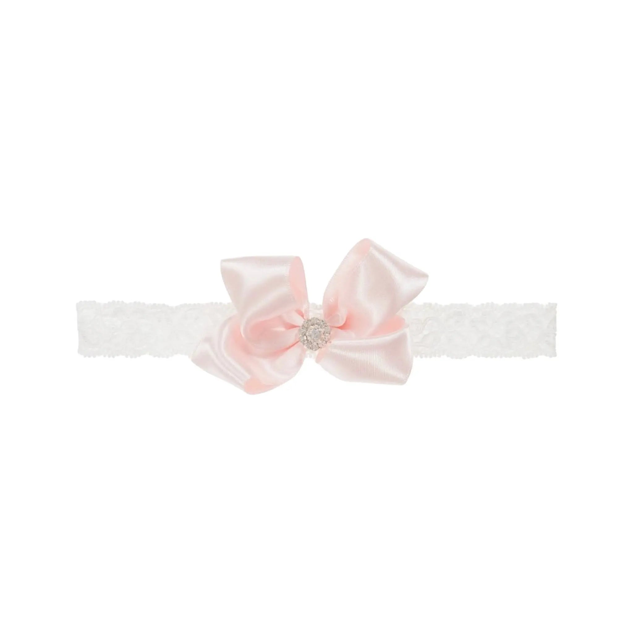 Satin bow with rhinestone on soft lace Cute Cute