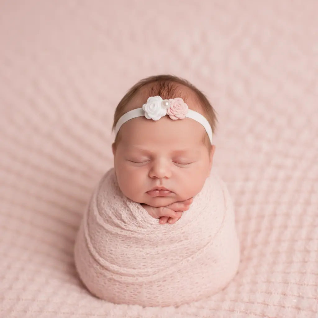 Pink felt roses with pearl button Cute Cute