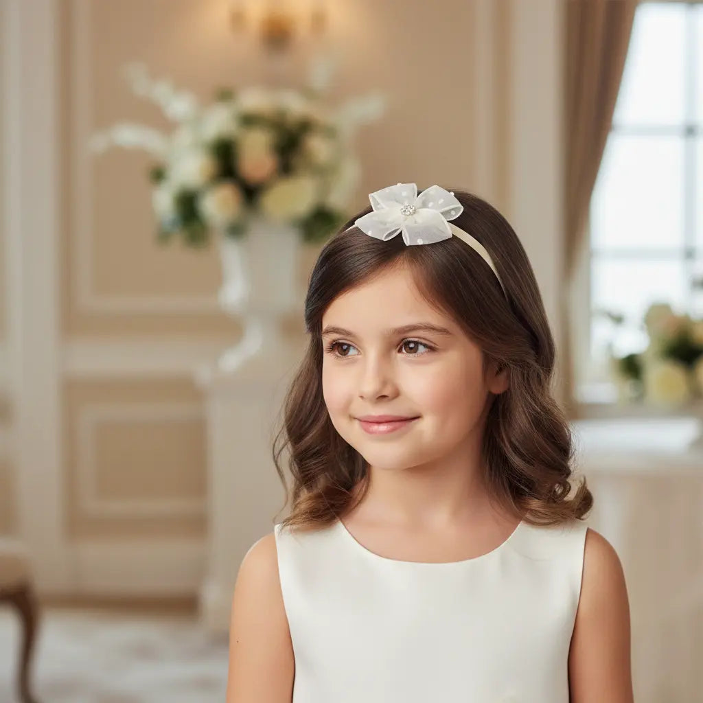 Ivory dotty bow on a headband Cute Cute