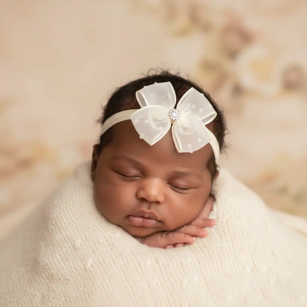 Ivory dotty bow on a headband Cute Cute