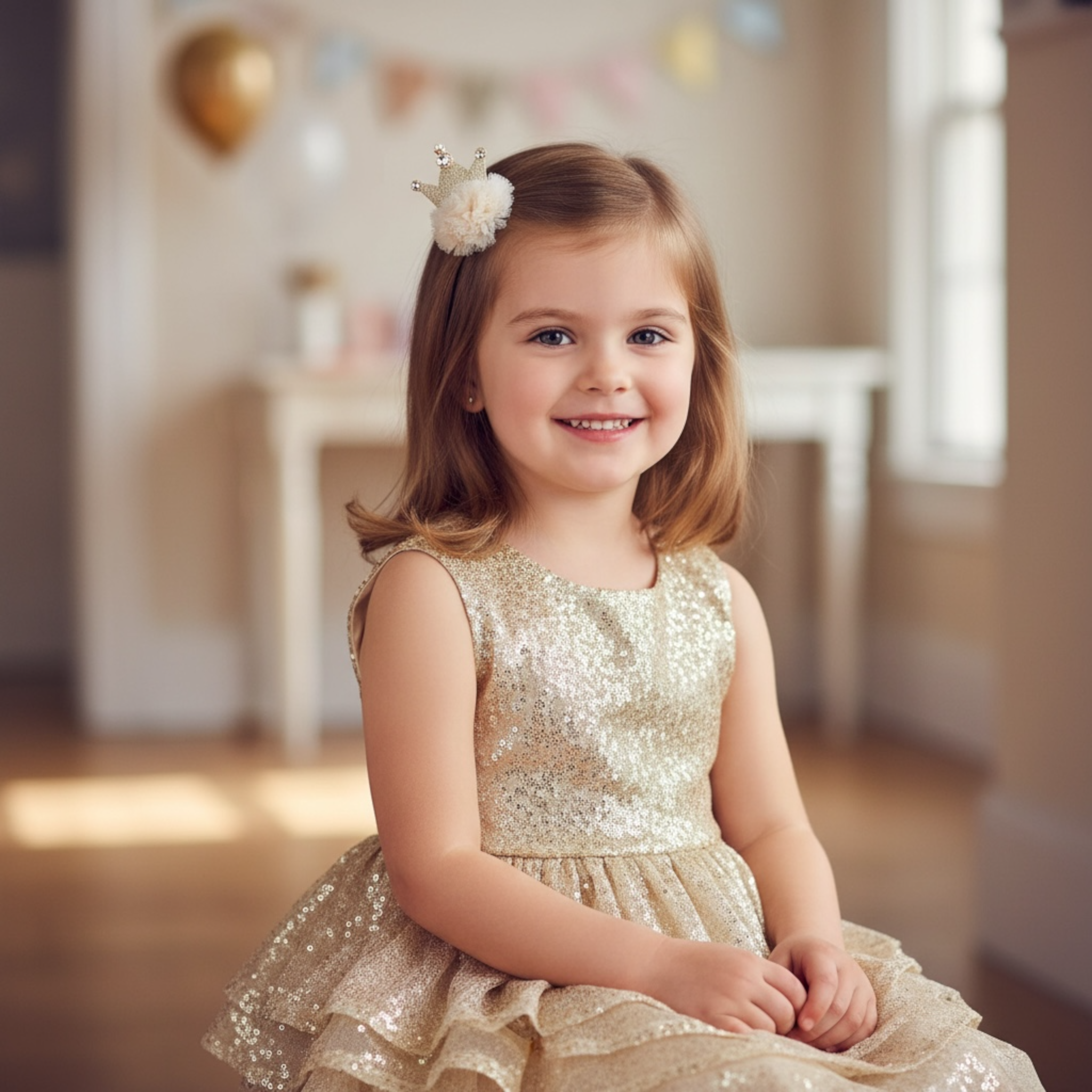 Shimmery crown on a tulle ball