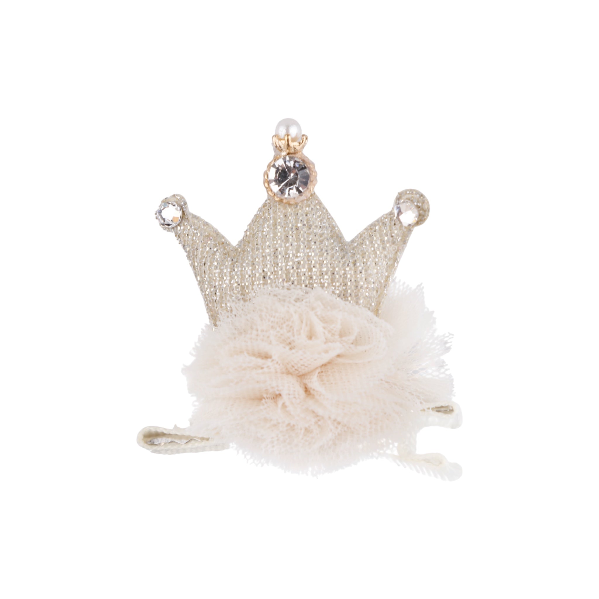 Shimmery crown on a tulle ball
