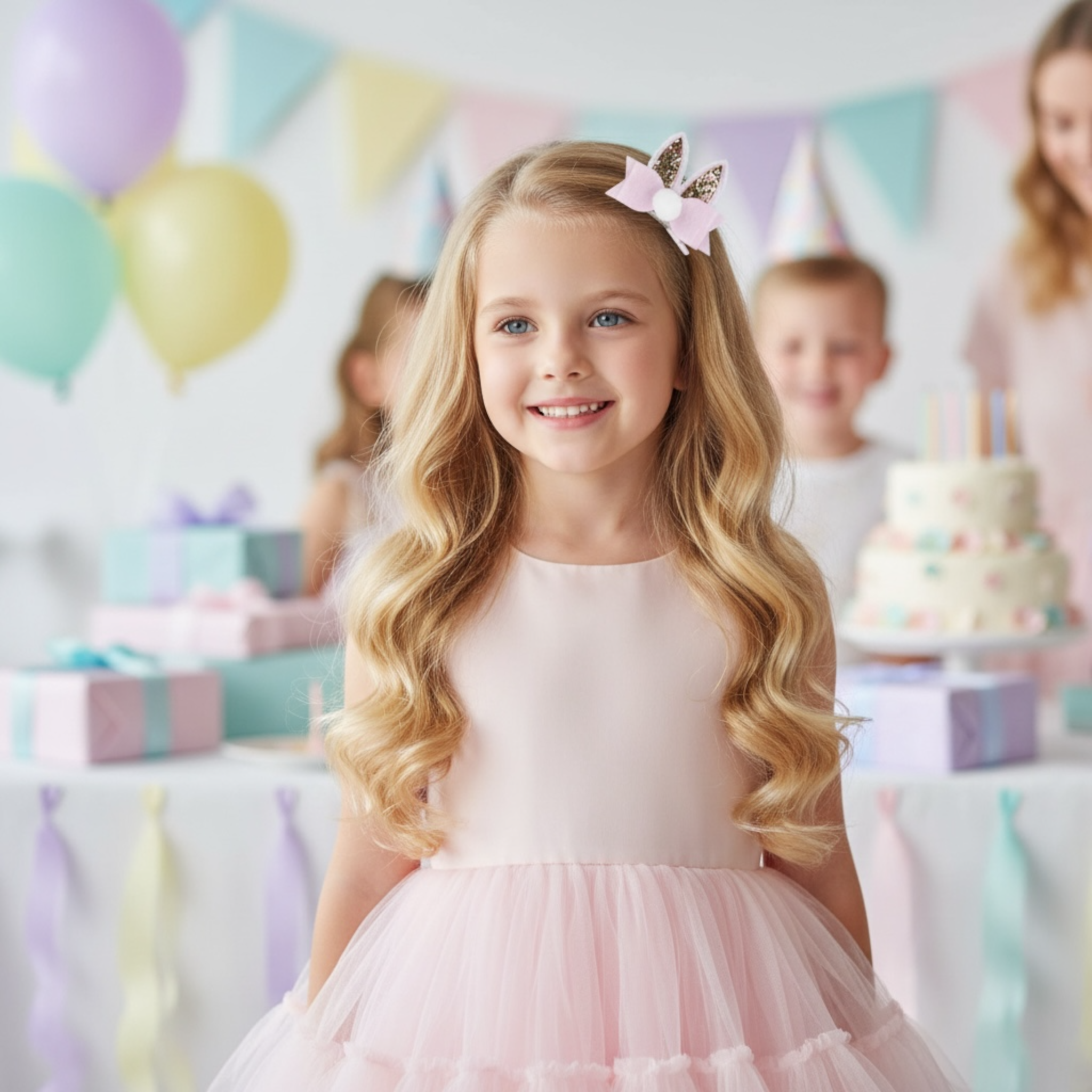 Bunny ears with glitter and pom pom