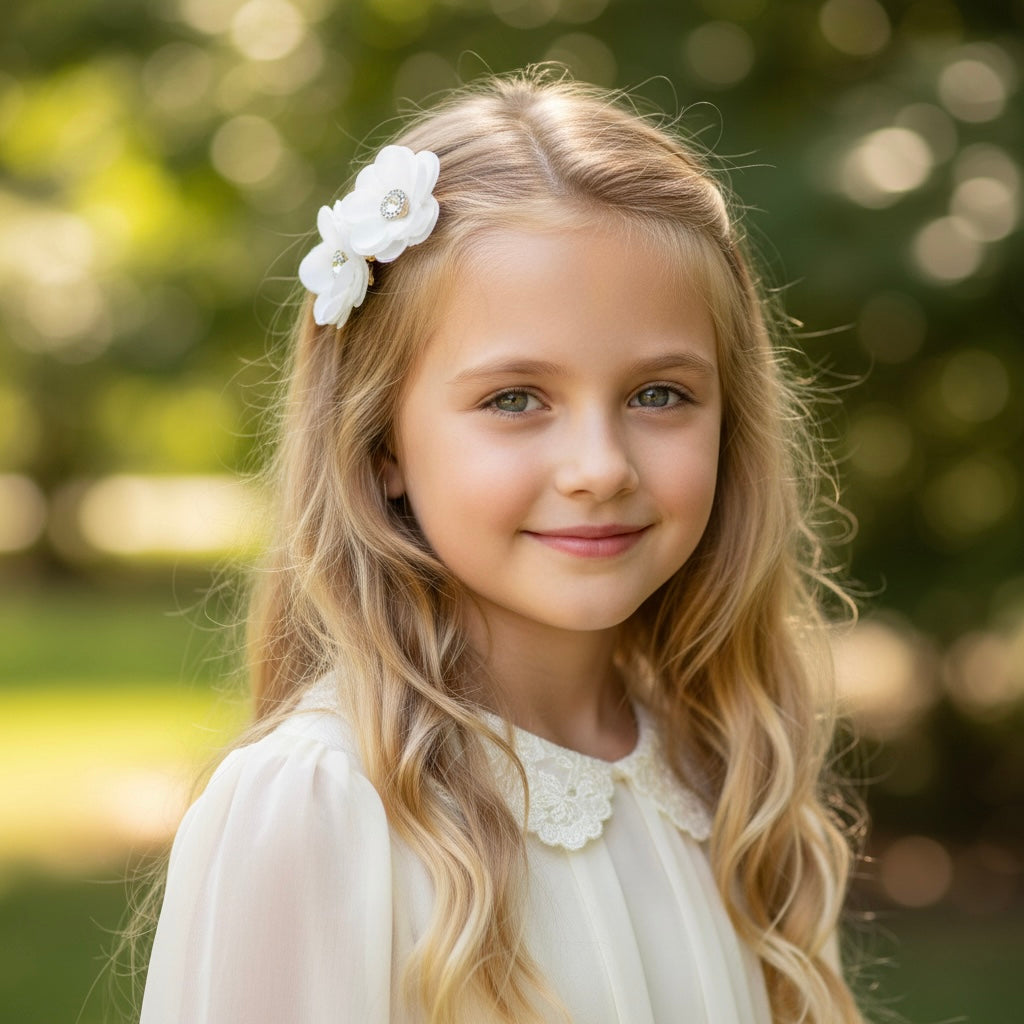 Ivory flowers on a snap clips