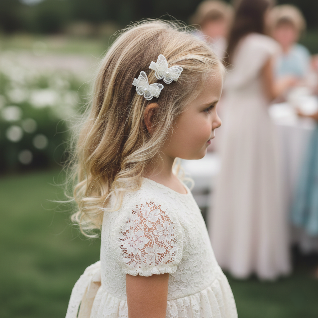 Set of two lace butterflies on clips
