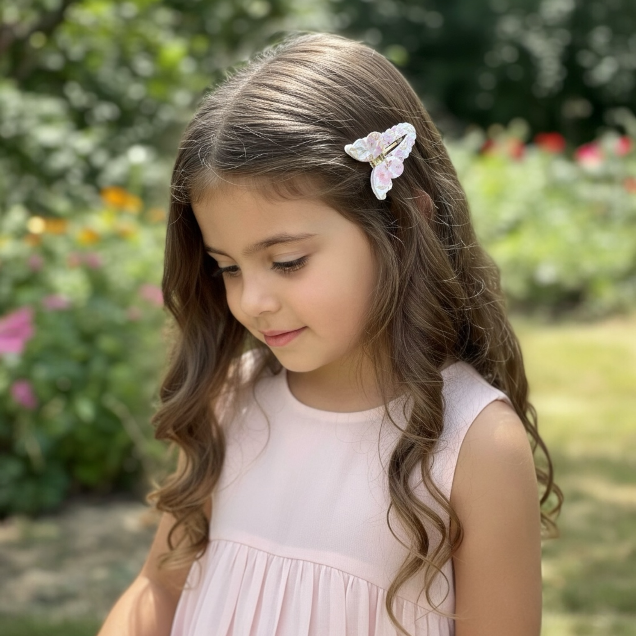 Set of two floral leatherette bow