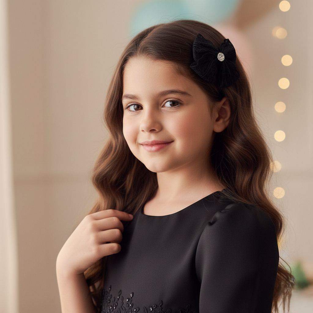 Lace double bow with rhinestone on a clip