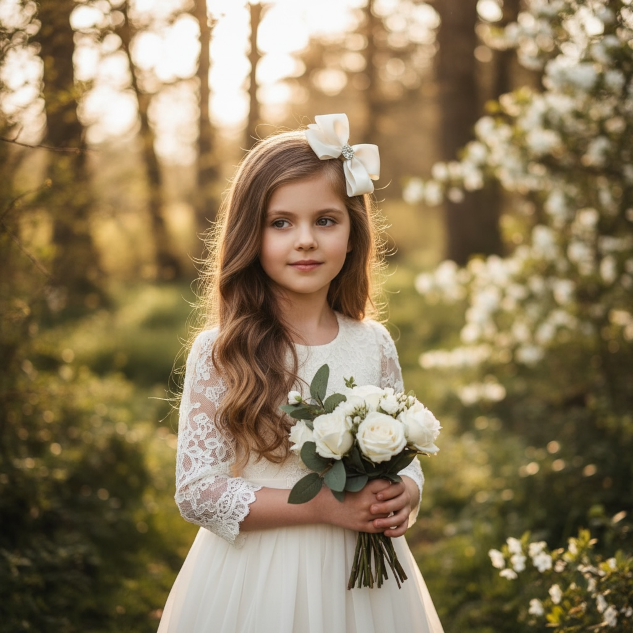Large double satin bow with a rhinestone