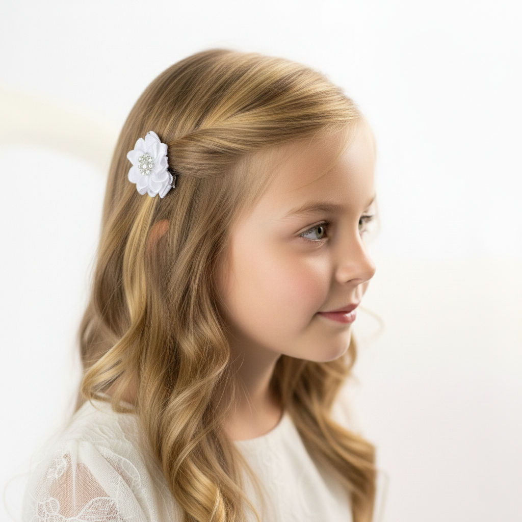 Pair of satin rosettes with rhinestones