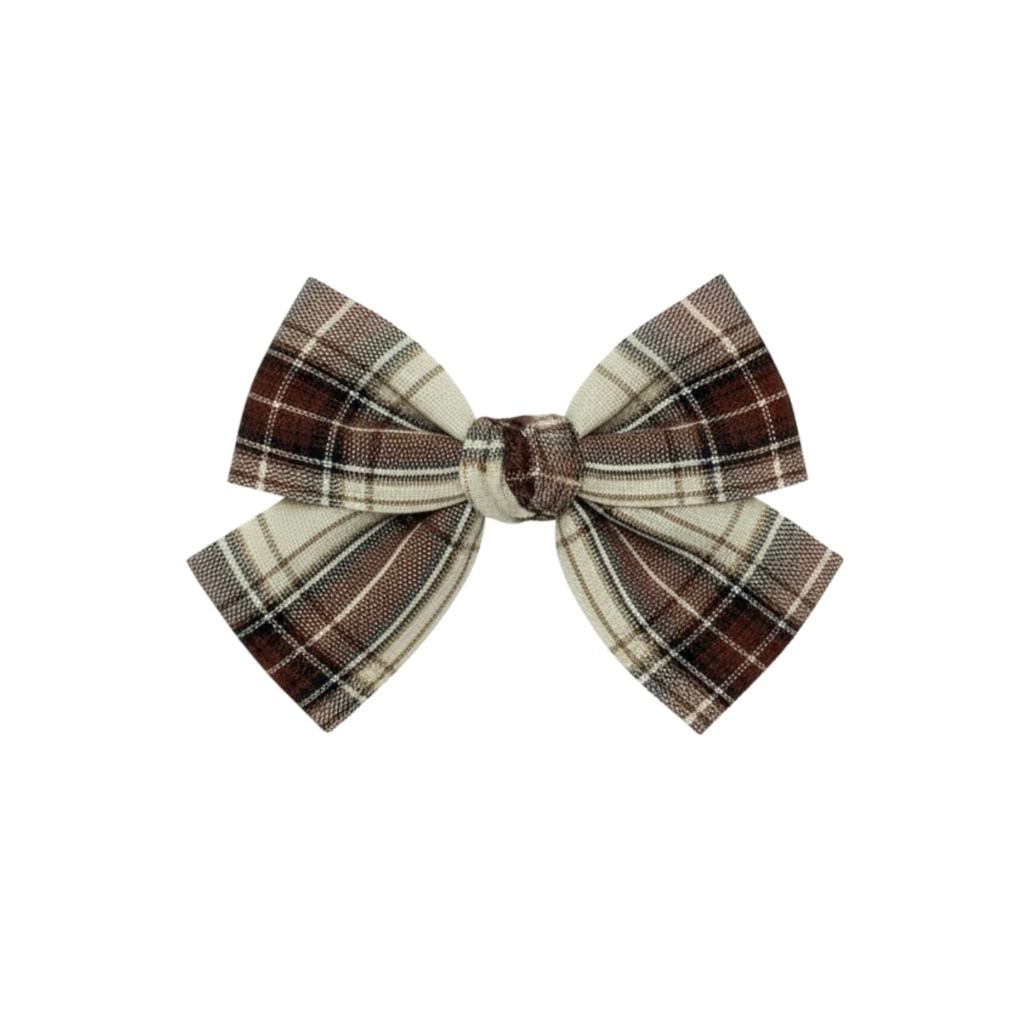 Brown checked fabric bow